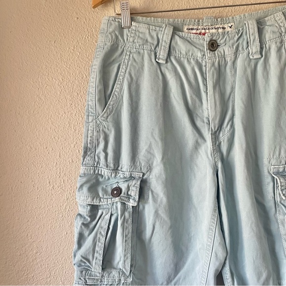 Y2K 2000s American Eagle Cargo Shorts Mens 30 Blue Preppy Paratrooper Classic - Picture 2 of 16